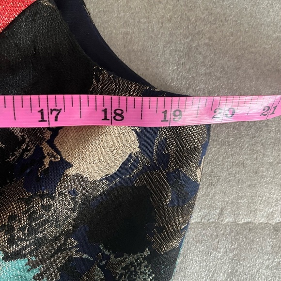 [12] Tahari By Arthur S Levine Floral Metallic Sleeveless Dress A shape Mini - Picture 5 of 10